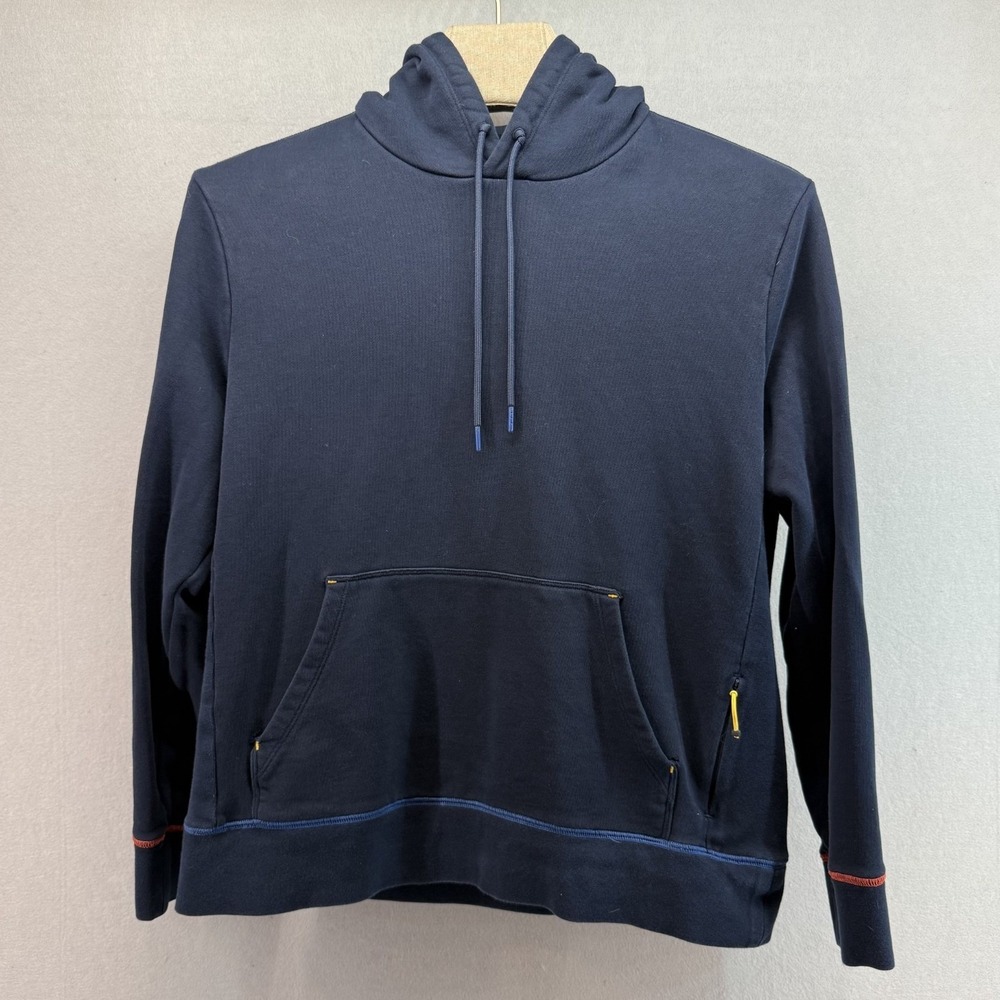 Bombas Men's‎ Hoodie Sweatshirt Medium Black Contrast Stitch Zip Pockets Cotton